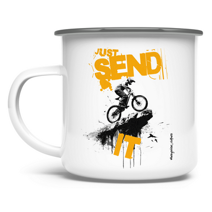 Just send it - Emaille Tasse - Bergreise