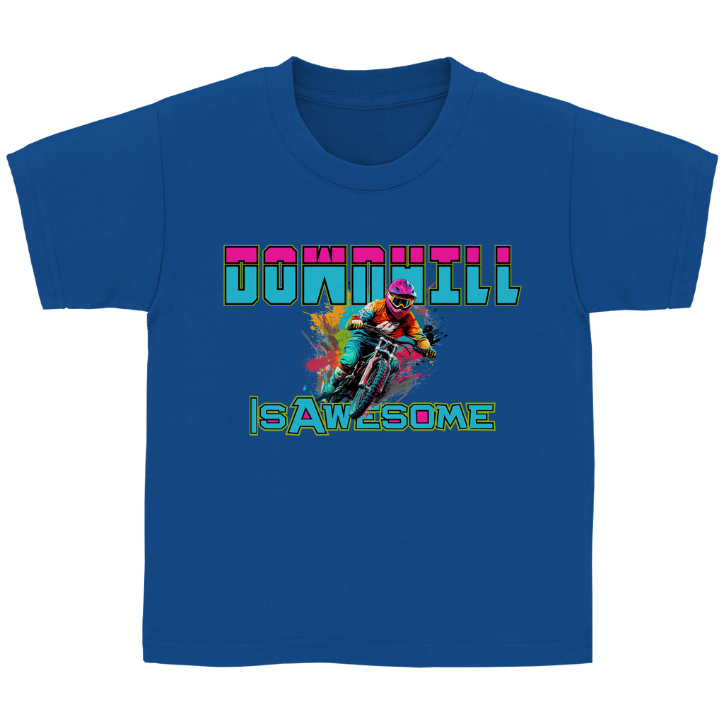 Downhill is awesome - Kinder Basic T-Shirt - Bergreise