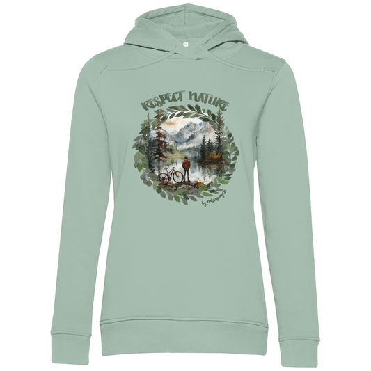 Respect Nature by Naturjunge 89 - Damen Premium Bio Hoodie - Bergreise