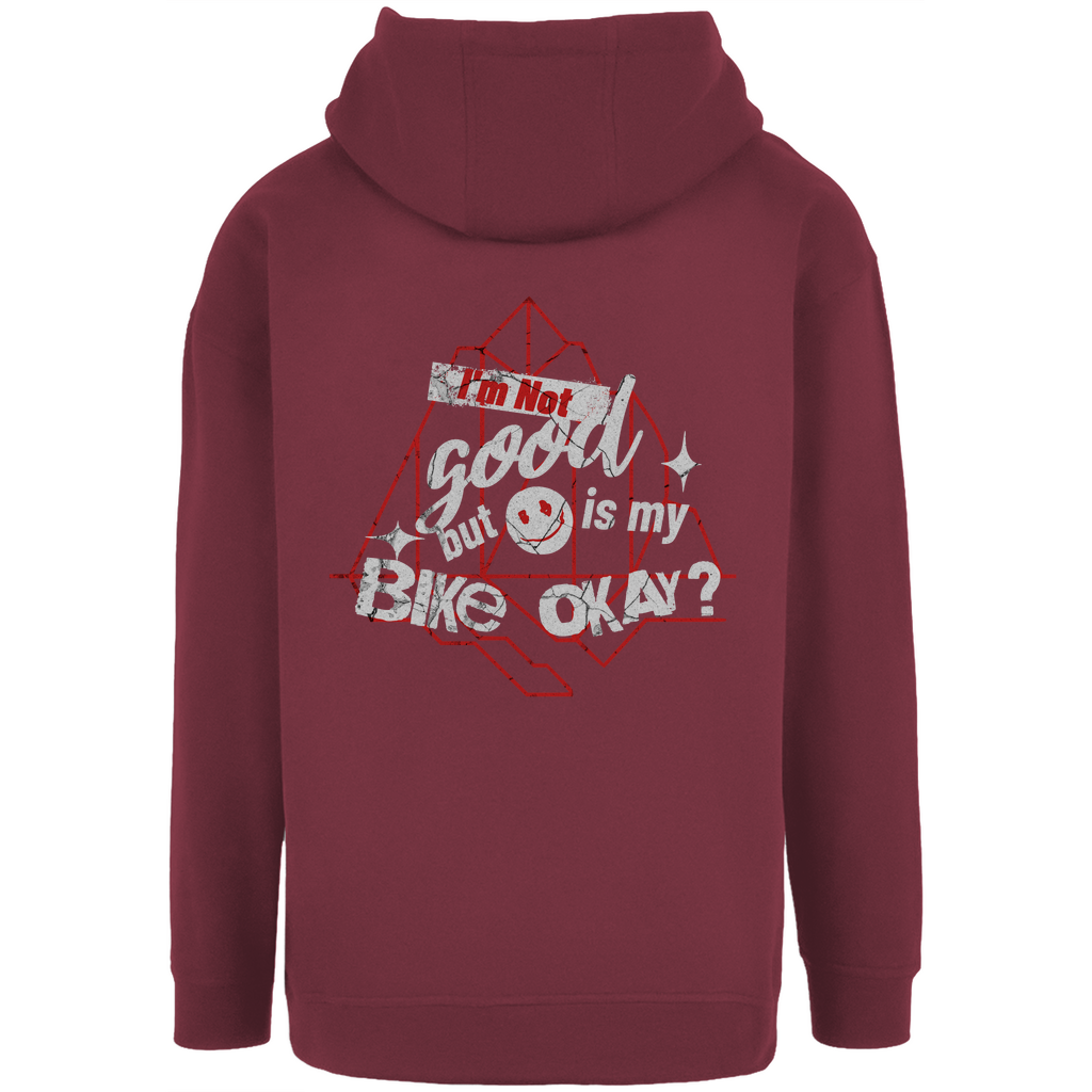 Is my bike okay? - Unisex Oversize Hoody -  mit Backprint - Bergreise