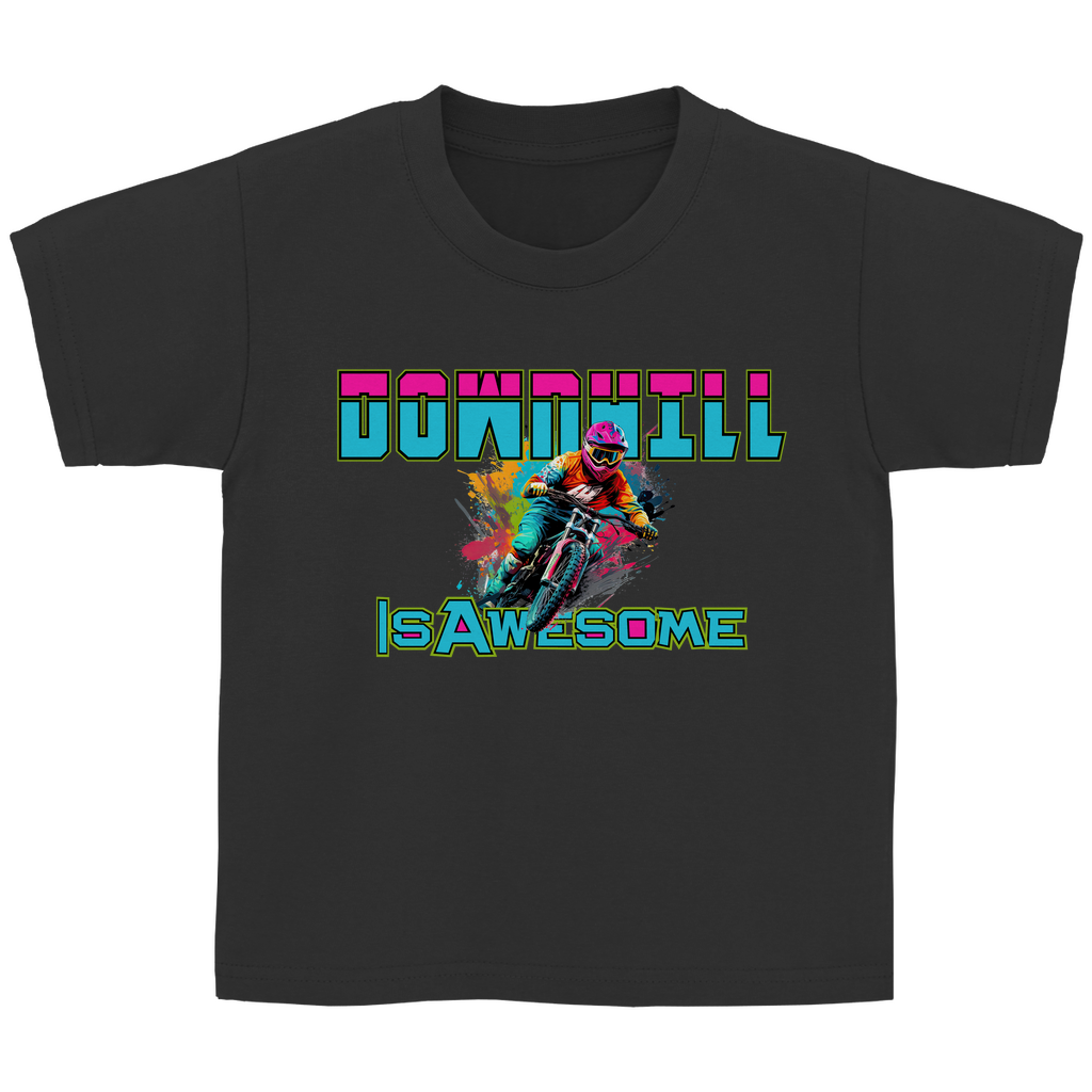 Downhill is awesome - Kinder Basic T-Shirt - Bergreise