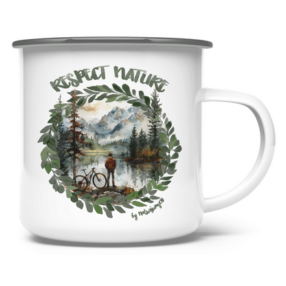 Respect nature by Naturjunge89 - Emaille Tasse - Bergreise