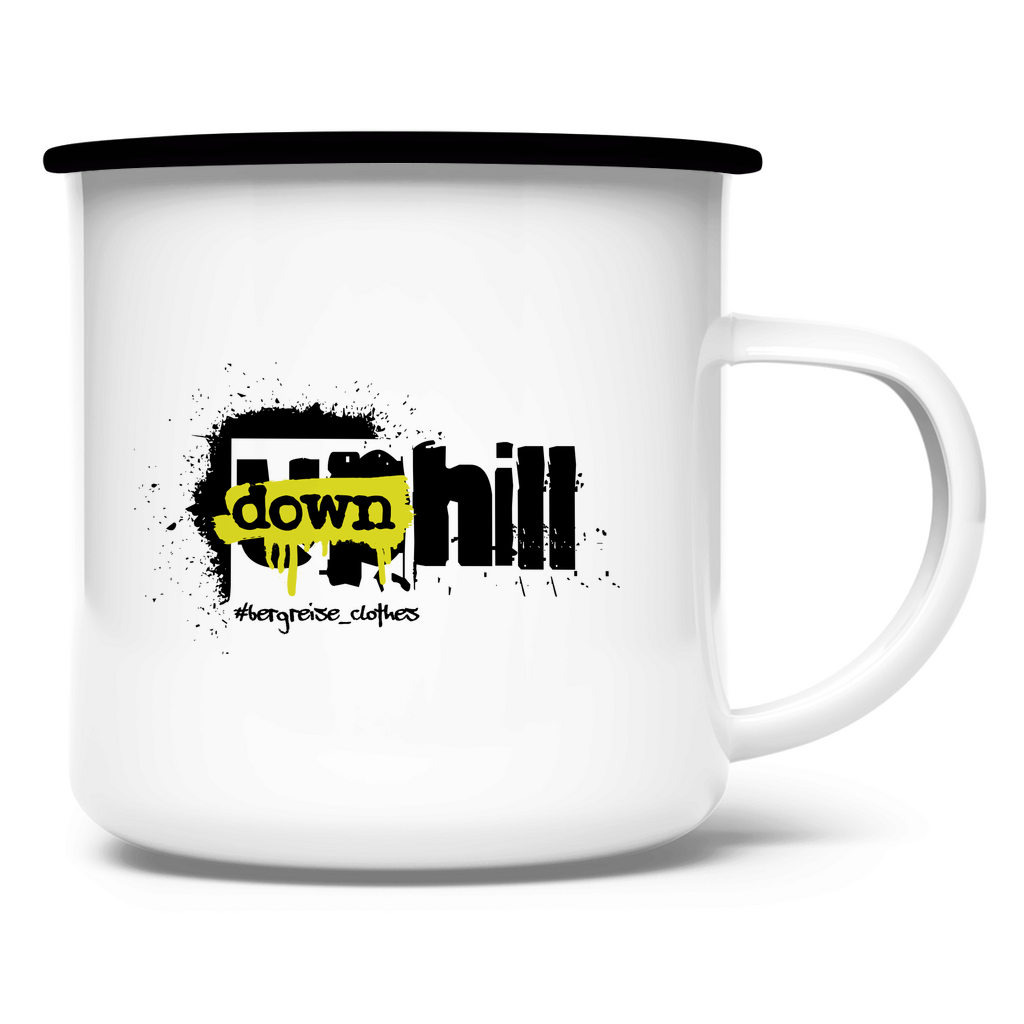 u̶p̶ downhill - Emaille Tasse - Bergreise