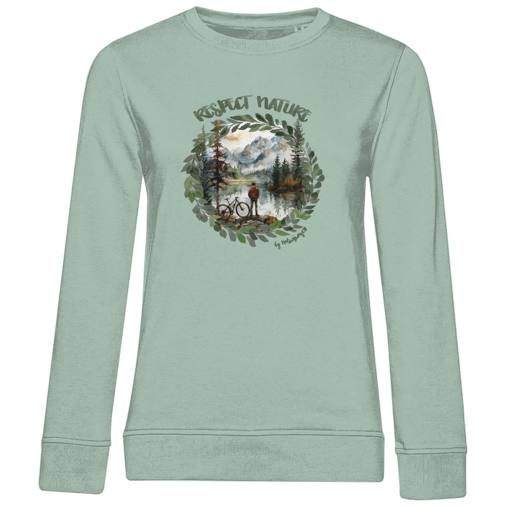 Respect Nature by Naturjunge 89 - Damen Premium Bio Sweatshirt - Bergreise