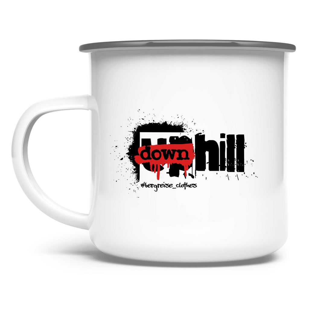 u̶p̶ downhill - Emaille Tasse - Bergreise