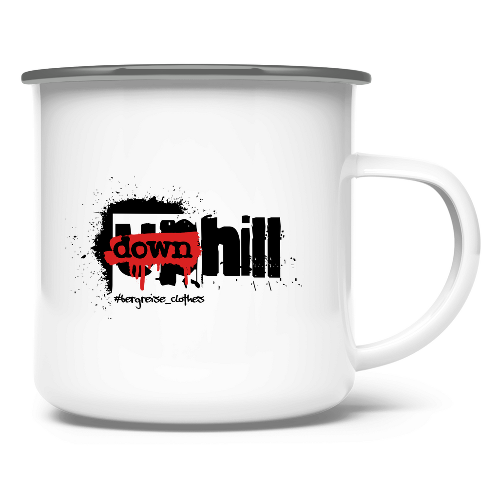 u̶p̶ downhill - Emaille Tasse - Bergreise