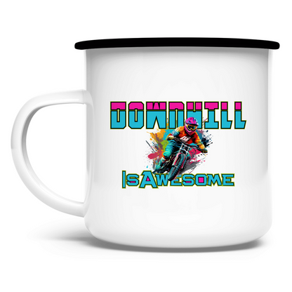 Downhill is awesome - Emaille Tasse