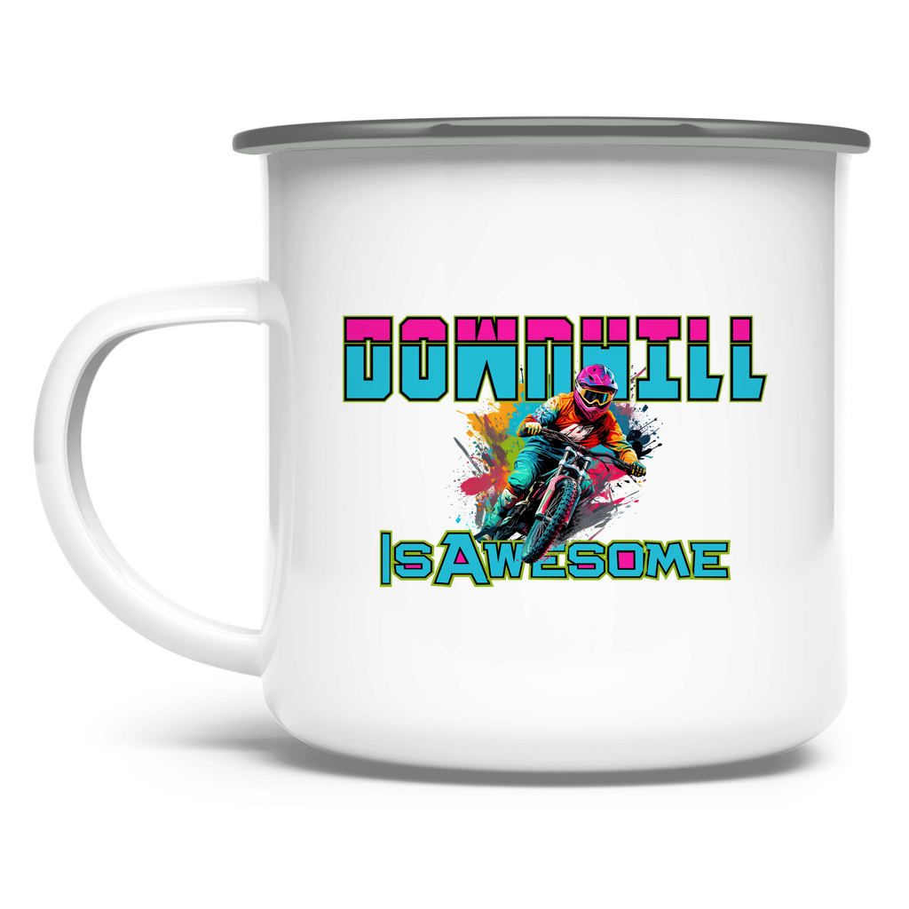 Downhill is awesome - Emaille Tasse