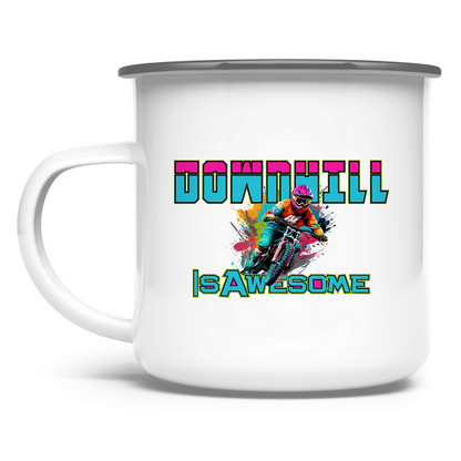 Downhill is awesome - Emaille Tasse