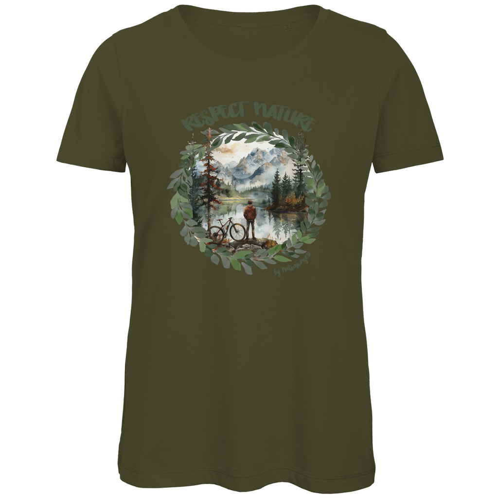 Respect Nature by Naturjunge 89 - Damen Premium Bio T-Shirt - Bergreise