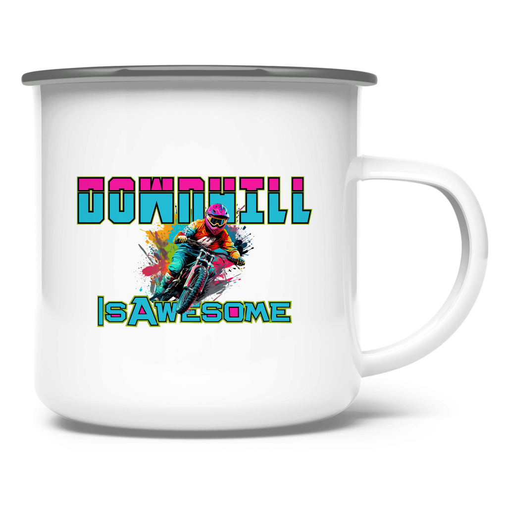 Downhill is awesome - Emaille Tasse