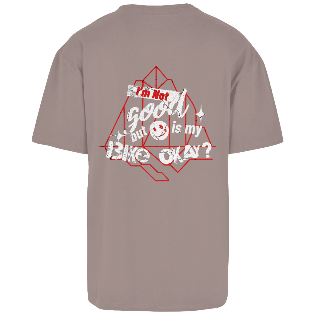 Is my bike okay? - Oversize T-Shirt - mit Backprint - Bergreise