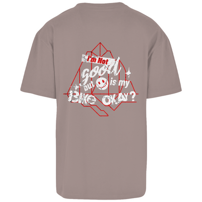 Is my bike okay? - Oversize T-Shirt - mit Backprint - Bergreise