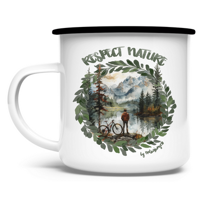 Respect nature by Naturjunge89 - Emaille Tasse - Bergreise