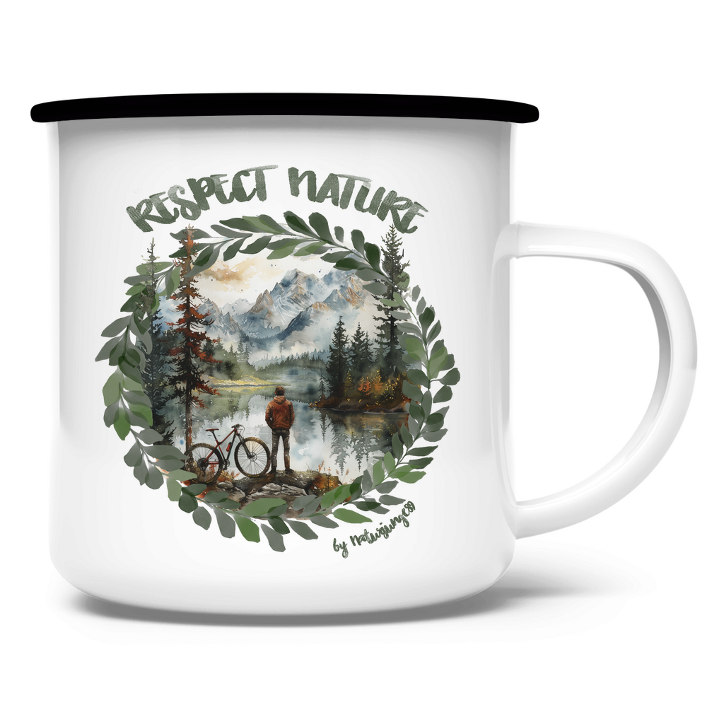 Respect nature by Naturjunge89 - Emaille Tasse - Bergreise