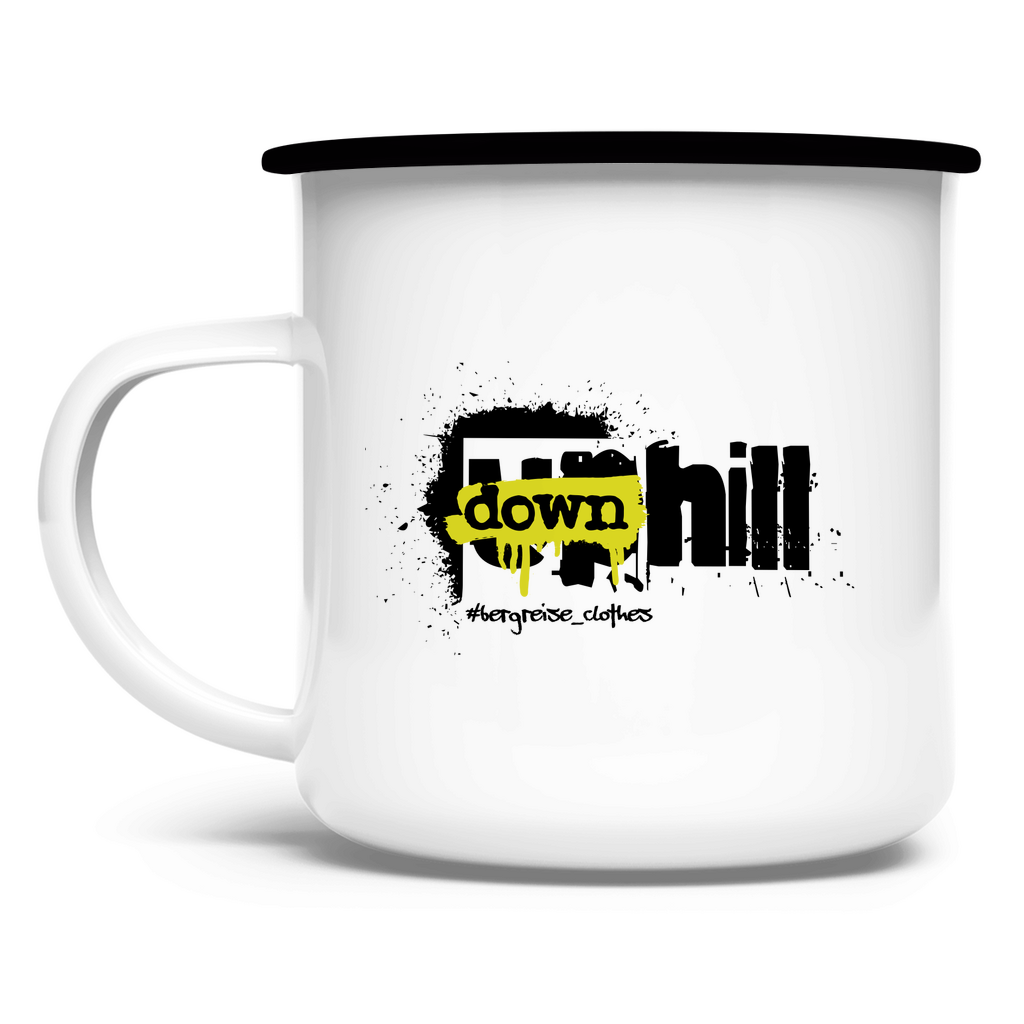 u̶p̶ downhill - Emaille Tasse - Bergreise