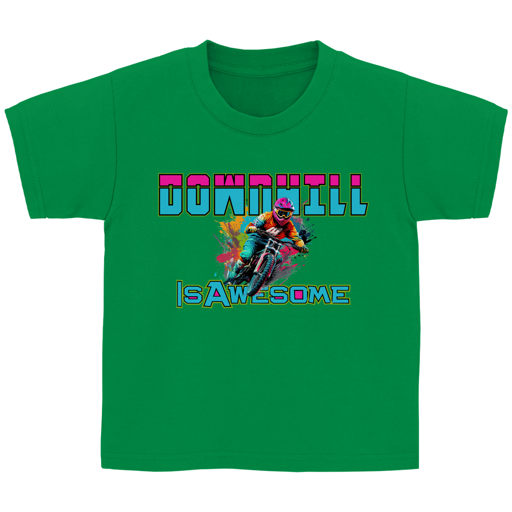 Downhill is awesome - Kinder Basic T-Shirt - Bergreise