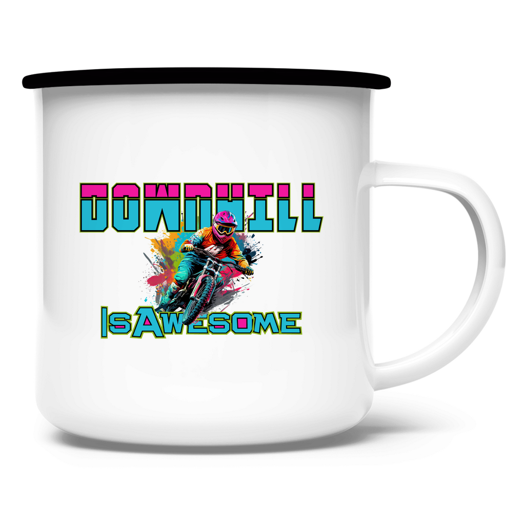 Downhill is awesome - Emaille Tasse