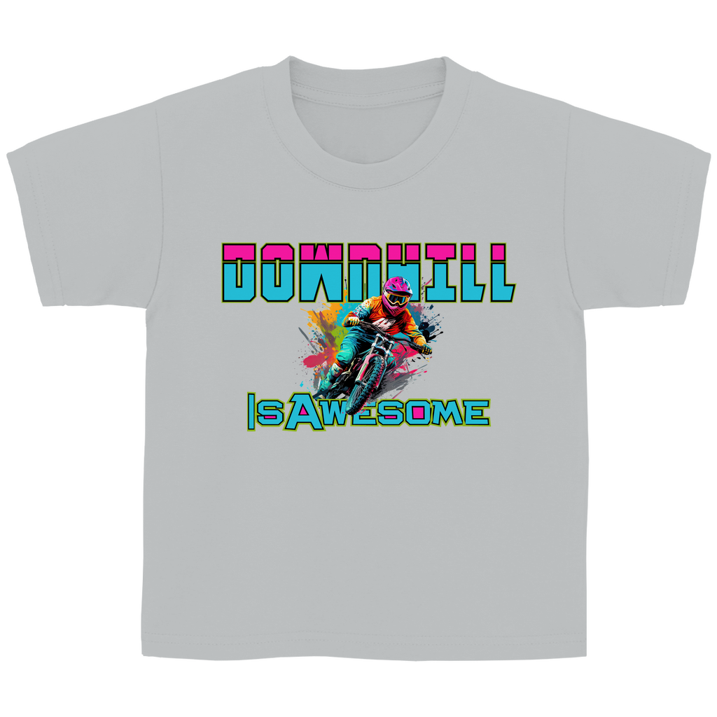 Downhill is awesome - Kinder Basic T-Shirt - Bergreise