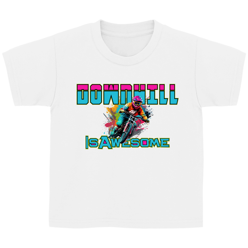 Downhill is awesome - Kinder Basic T-Shirt - Bergreise