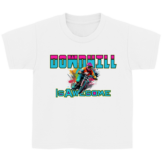 Downhill is awesome - Kinder Basic T-Shirt - Bergreise